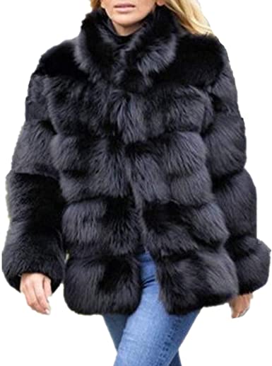 Lisa Colly Women Winter Furs Coat Jacket Luxury Faux Fox Fur Coat Slim Long Sleeve Collar Coat Faux Fur Coat Overcoat