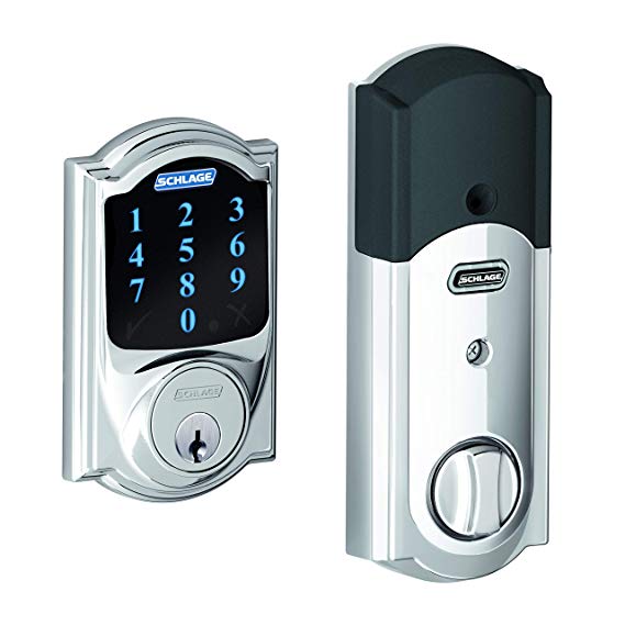 Schlage BE469NX CAM 625 Connect Camelot Touchscreen Deadbolt with Built-In Alarm, Compatible with Alexa via SmartThings, Wink or Iris, Bright Chrome, BE469 CAM 625 (Certified Refurbished)