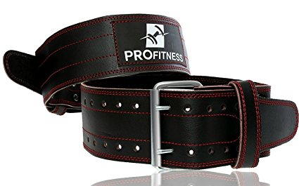 ProFitness Genuine Leather Workout Belt (4 Inches Wide) - Proper Weight lifting Form - Lower Back Support for Squats, Deadlifts, CrossFit