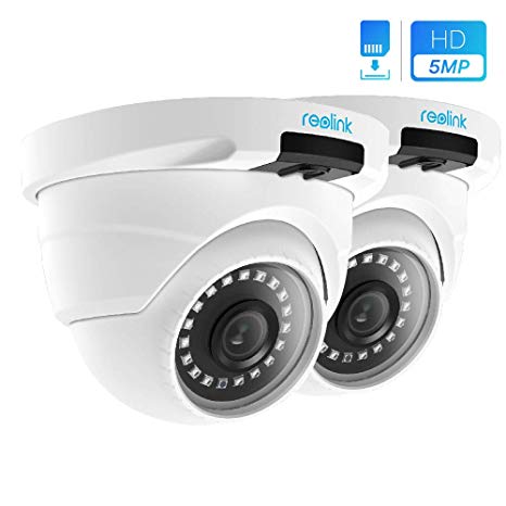 Reolink PoE Security Camera 5MP Super HD Support Audio Dome Outdoor Indoor Home Surveillance Camera Waterproof IR Night Vision Motion Detection Smart Alarm IP Cam RLC-420-5MP (Pack of 2)