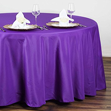 LinenTablecloth 108-Inch Round Polyester Tablecloth Purple