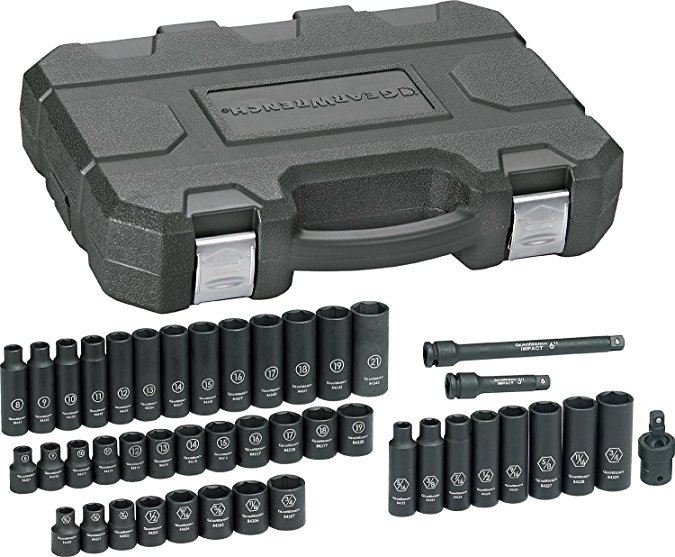 GearWrench 84916 3/8-Inch Drive Impact Socket Set SAE/Metric, 44-Piece