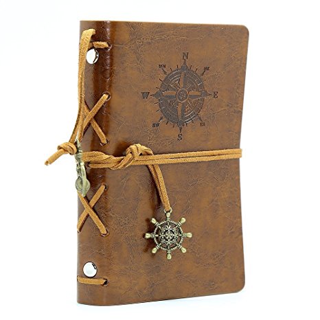 7inches Vintage Retro Leather Cover Notebook Journal Blank String Nautical (Brick)