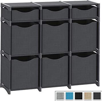 9 Cube Organizer | Set of Storage Cubes Included | DIY Closet Organizer Bins | Cube Organizers and Storage Shelves Unit | Closet Organizer for Bedroom, Playroom, Livingroom, Office, Dorm (Dark grey)