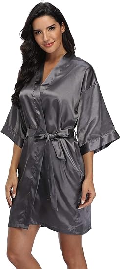 Women's Pure Short Silky Robes Bridesmaid Bride Party Satin Robes Sleepwear