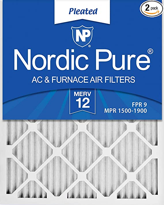 Nordic Pure 10x24x1 MERV 12 Pleated AC Furnace Air Filters, 2 Pack, 2 Piece