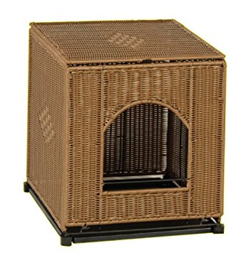 PetSafe Solvit Mr. Herzher’s Cat Litter Pan Cover, Covered Wicker Cat Litter Box Enclosure