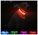 Petabunga LED Dog Collar - USB Rechargeable - Multiple Sizes and Colors - Improve Dog Visibility and Safety - Charges Via USB - Metal Loop for Leash - Multiple Settings