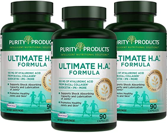 Ultimate H.A. Formula - Clinically Studied BioCell Collagen - Dynamic Hyaluronic Acid Support for The Joints and Skin - 90 Count per Bottle (3 Bottles) - from Purity Products