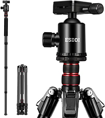 ESDDI Camera Tripod, 79 inches Aluminum Tripod for Camera with 360° Panorama Ball Head and Monopod, Tripod for Canon, Nikon, Sony, DSLR, Ultra Compact and Stable for Travel and Work - 17.6 Lbs Load