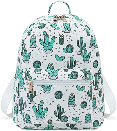 Girls Mini Backpack Womens Small Backpack Purse Teens Cute Cactus Travel Backpack Casual School Bookbag (White)