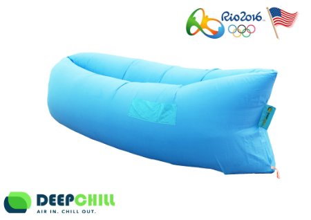 SPECIAL OLYMPICS SALE DeepChill Large Portable Inflatable Lounger for Beach, Camping and Dorm Room is Waterproof for Indoor Outdoor Use and Doubles as a Pool Float