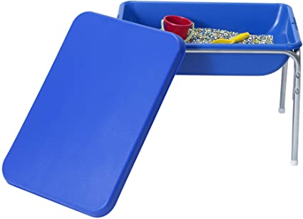 Children's Factory Small 18"H Sensory Table & Lid Set, Daycare/Preschool/Homeschool/Playroom Sand and Water Table, Indoor Outdoor Playset, Blue