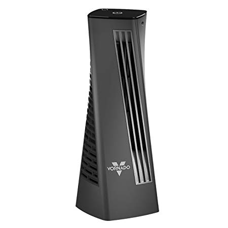 Vornado HELIX2 Personal Tower Fan with 3 Speed Settings, Illuminated Touch Controls, 70-Degrees of Oscillation, Small Footprint, Black