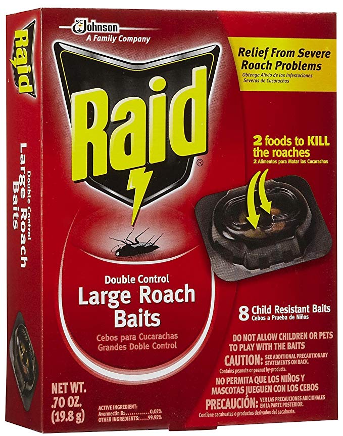 Raid 8 Count Double Control Large Roach Baits