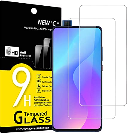 NEW'C 2 Unidades, Protector de Pantalla para Xiaomi Mi 9T, Mi 9T Pro, Redmi K20, K20 Pro, Antiarañazos, Antihuellas, Sin Burbujas, Dureza 9H, 0.33 mm Ultra Transparente, Vidrio Templado Resistente