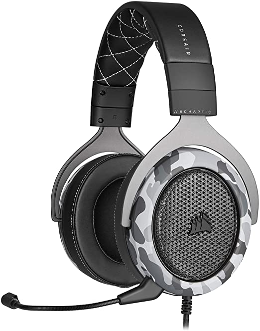 Corsair HS60 Haptic Stereo Gaming Headset with Haptic Bass, Memory Foam Earcups, Removable Microphone, Windows Sonic Compatible, Discord-Certified for PC