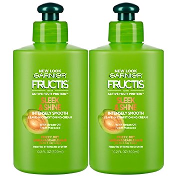 Garnier Hair Care Fructis Sleek & Shine Intensely Smooth Leave-In Conditioning Cream, 2 Count