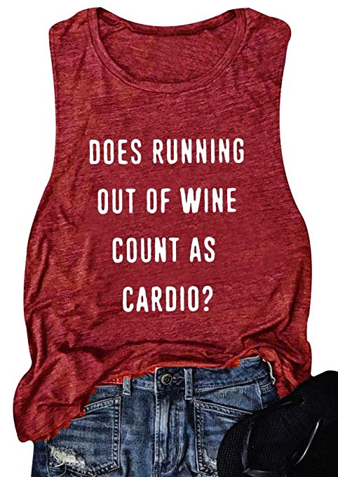 Women Sleeveless Does Running Out of Wine Racerback Tank Top