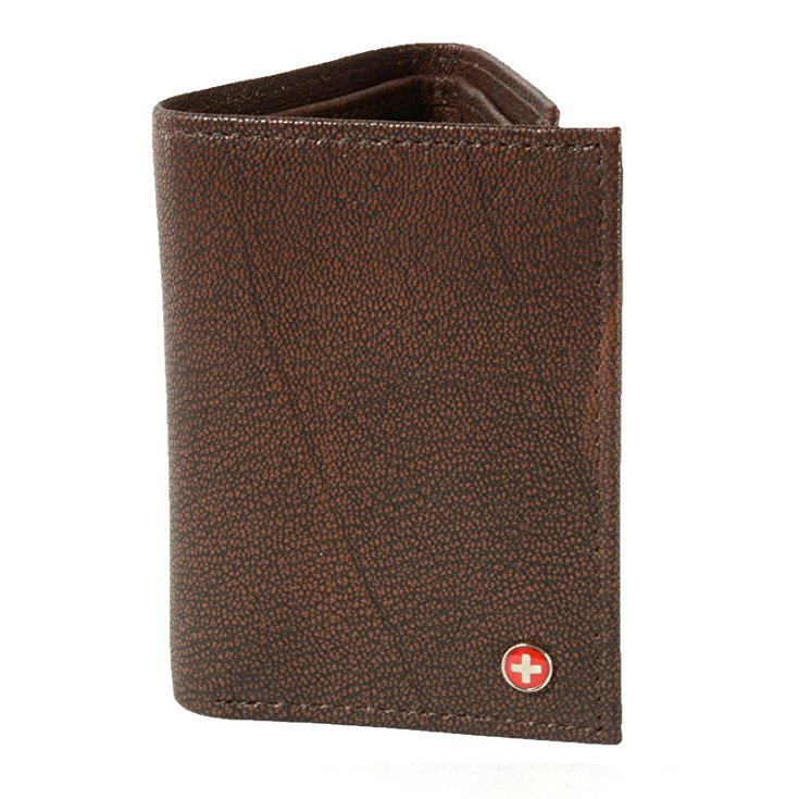 Alpine Swiss Men's Genuine Leather Trifold Wallet