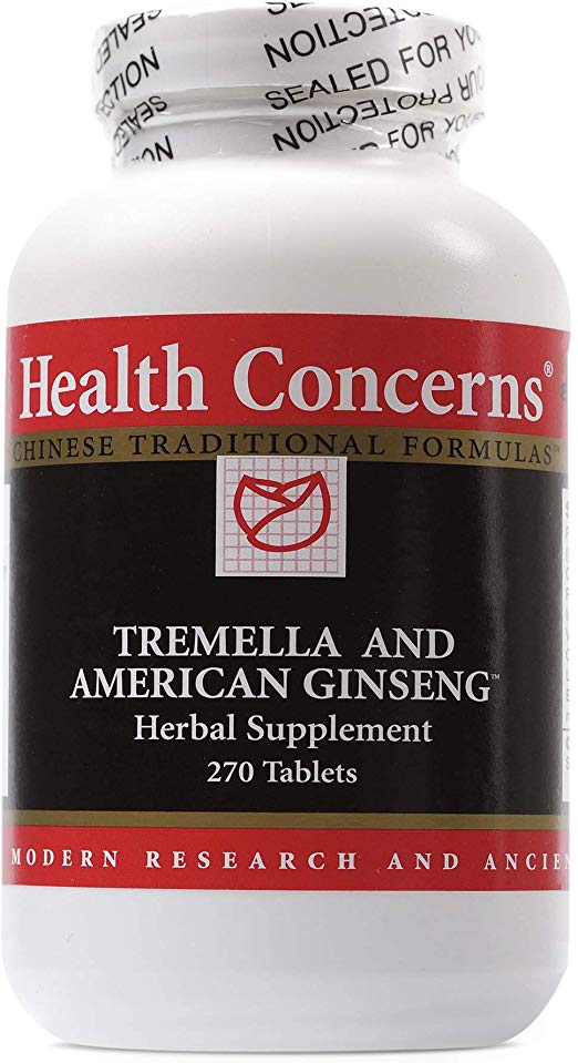 Health Concerns - Tremella and American Ginseng - Chinese Herbal Supplement - Dry Cough and Asthma Relief - with Tremella Fruiting Body - 270 Tablets per Bottle