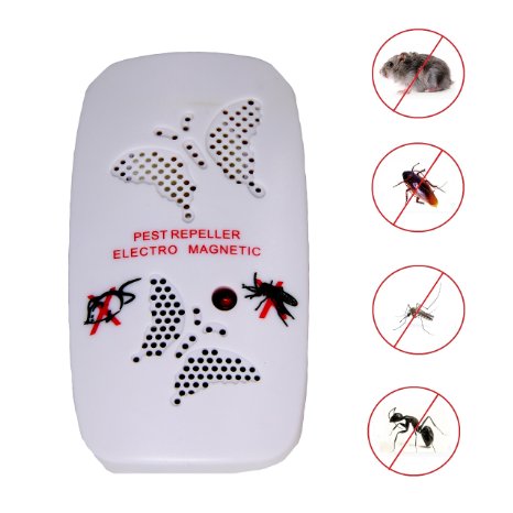 Pest Repeller Ultrasonic - Electronic Pest Control Repel Micecockroachflymosquitoantsspidersbed Bugsrodent - Indoor Home Insect Control Repellent Roaches Equipment - Pink and White White