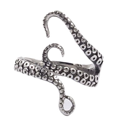 Vintage Titanium Steel Octopus Sea Monster Squid Kraken Punk Antique Ring Adjustable