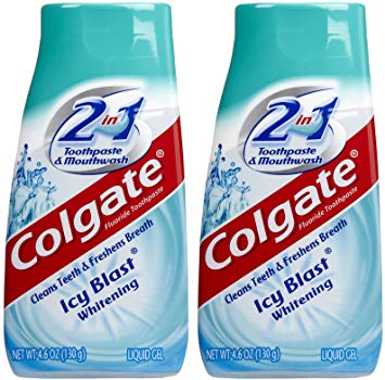 Colgate 2 in 1 Whitening Icy Blast Toothpaste & Mouthwash, 4.6oz, 2pk