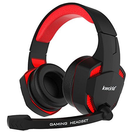 Kworld G15 PC Gaming Over-Ear Headset with 40mm Driver & LED light emphasis on Virtual Surround Sound, Volume Control and Noise Isolation, Black