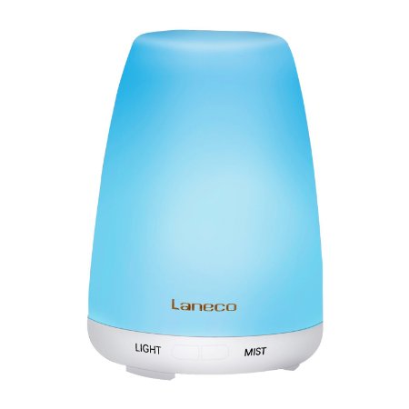 Essential Oil Diffuser [3rd Version] Laneco 100ml Portable Cool Mist Aroma Humidifier ( Ultrasonic Aromatherapy And Waterless Auto off ) With 7 Color Changing LED Light For Home Bedroom Office Yoga