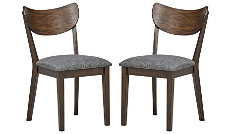 Rivet Mid-Century Curved-Back Dining Chairs, 18" W, Set of 2, Chestnut