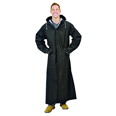 Galeton 12560-XL-BK Repel Rainwear 0.35 mm PVC 60" Raincoat for More Coverage, XL, Black