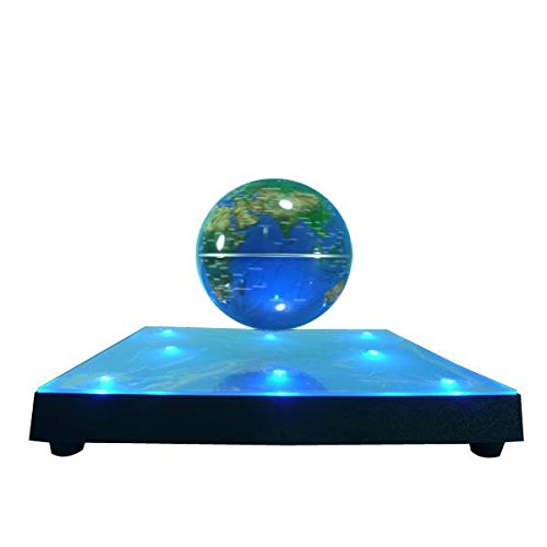 Lightahead® Rotating Magnetic Levitation Globe Suspended in Air Floating 3.5 inch Globe, ABS Base with Mirror and 8pcs LED lights