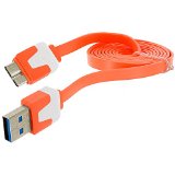 TechSpecTM USB 30 High Speed Noodle Data Cable Charging Cord Charger for Samsung Galaxy S5  Note 3 - 3FT Orange