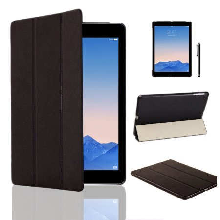MOFRED® Black Ultra Slim New Apple iPad Air 2 (Launched Oct. 2014) Leather Case Cover, Full Protection Smart Cover for iPad Air 2 iPad 6th Generation With Magnetic Auto Wake & Sleep Function   Screen Protector   Stylus Pen