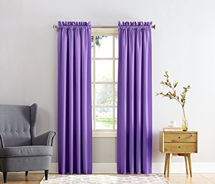 Sun Zero Barrow Energy Efficient Rod Pocket Curtain Panel, 54 x 84 Inch, Purple