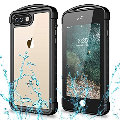 iPhone 7 Plus iPhone 8 Plus Waterproof Case,Singdo Shockproof Dirtproof Snowproof IP68 Certified Waterproof Clear Case with Built-in Screen Protector Full-Body Rugged Cover for iPhone 7 Plus iPhone 8 Plus （5.5 inch）