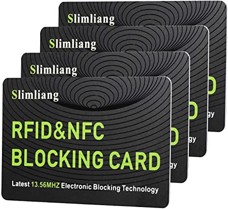 RFID Blocking Cards (4 Pack), NFC Credit Card Shield Passport Protector Blocker Set for Men & Women, Smart Slim Design Perfectly fits in Wallet/Purse (Green)