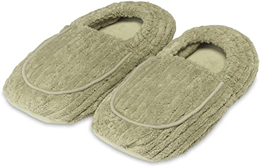 Intelex Warmies Microwavable French Lavender Scented Spa Therapy Slippers, Spa Green