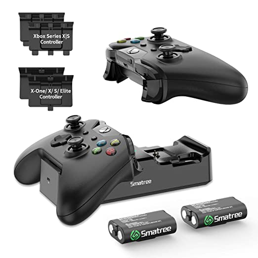 Smatree Controller Charger for Xbox Series X|S /Xbox One, Dual Charging Station Compatible with Xbox Series X|S /Xbox One/One X/One S/One Elite, 2x2000mAh Rechargeable Battery with Charging Docking