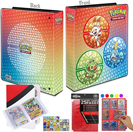 Totem World Sword & Shield Galar Starters 2" 3-Ring Collectors Binder Album with 25 9-Pocket Pages and 1 Collectors Binder - Perfect for Holding up to 450  Pokemon Cards