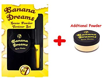 W7 Banana Dreams Loose Face Powder SET [Two Powders and One Brush]