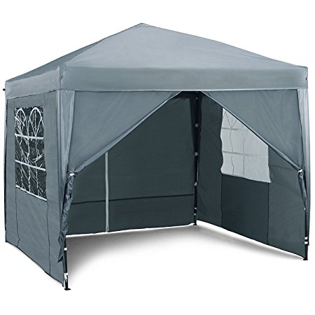 VonHaus Pop Up Gazebo 2.5x2.5m Set – Outdoor Garden Marquee with Water-resistant Cover & Leg Weight Bags - Grey Colour