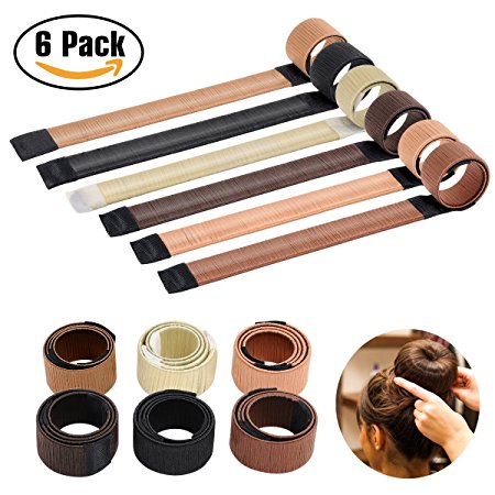 Magic Bun Maker Hair Accessories French Twist Hairstyle Synthetic Hair Material Easy Making Natural Look Bun Disks Tool with Flexible Sheet Inside(Pack of 6)