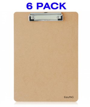 EasyPAG 6 Pack Letter Size Clipboard Low Profile Hardboard