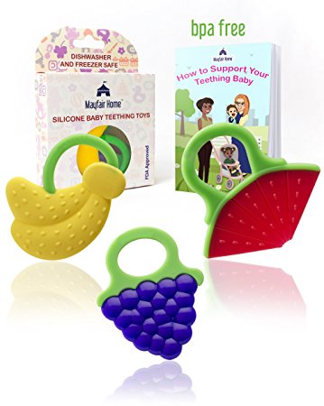 Teething Toys, Baby Infant & Toddler, Natural Organic Pain Relief, 3 to 12 months, Premium Quality, Set of 3
