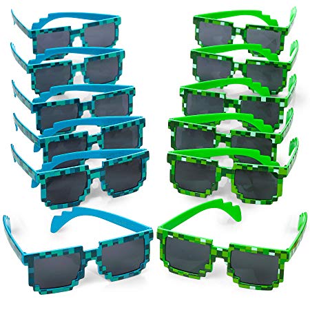 Katzco Pixel Sunglasses, Birthday Party Favors for Kid's and Adult's, 12 Piece