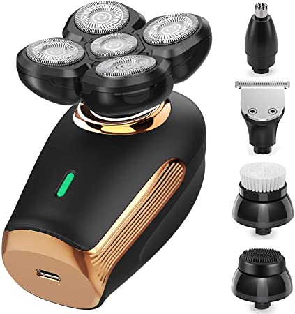 Sovob Electric Shavers for Men Bald Head Shaver Mens Electric Shaving Razors Waterproof Wet Dry Rotary Shaver Rechargeable Grooming Kit with Nose Hair Trimmer Facial Cleansing Brush Clippers