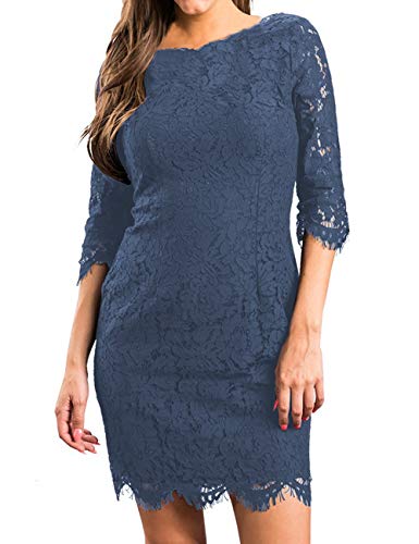 MEROKEETY Women's Sleeveless Lace Floral Elegant Cocktail Dress Crew Neck Knee Length for Party