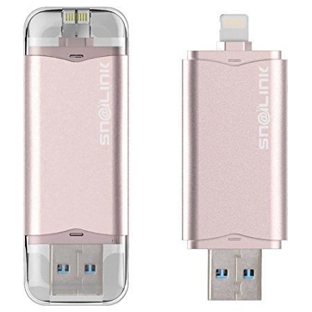 iPhone, iPad Flash Drive Key, SNAILINK EZ-UDATA 16GB Apple MFI Certified USB 3.0 External Backup Flash Drive Storage Memory Expansion with Lightning Connector for iPhones & iPads (Rose Gold)